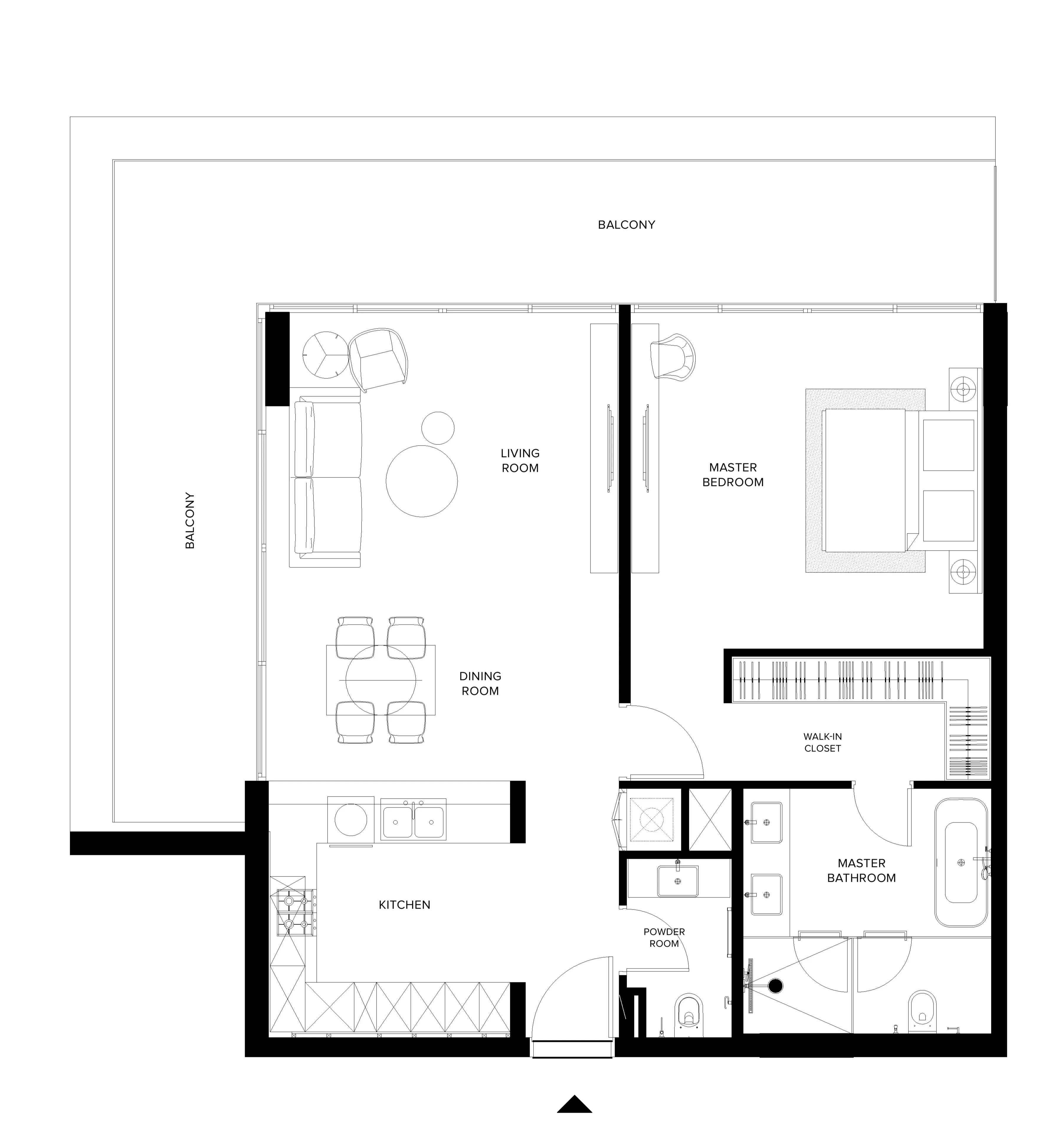 Keturah Ritz Carlton 1 bed floor plan, 1,335 sqft