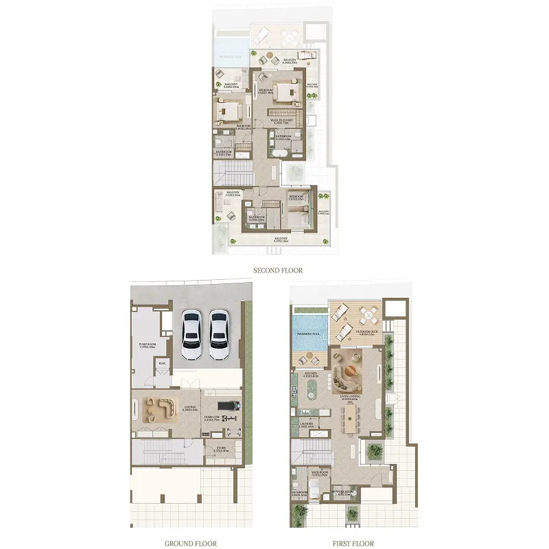 Nasim Al Bahr Residences 3 bed floor plan, 5,692 sqft