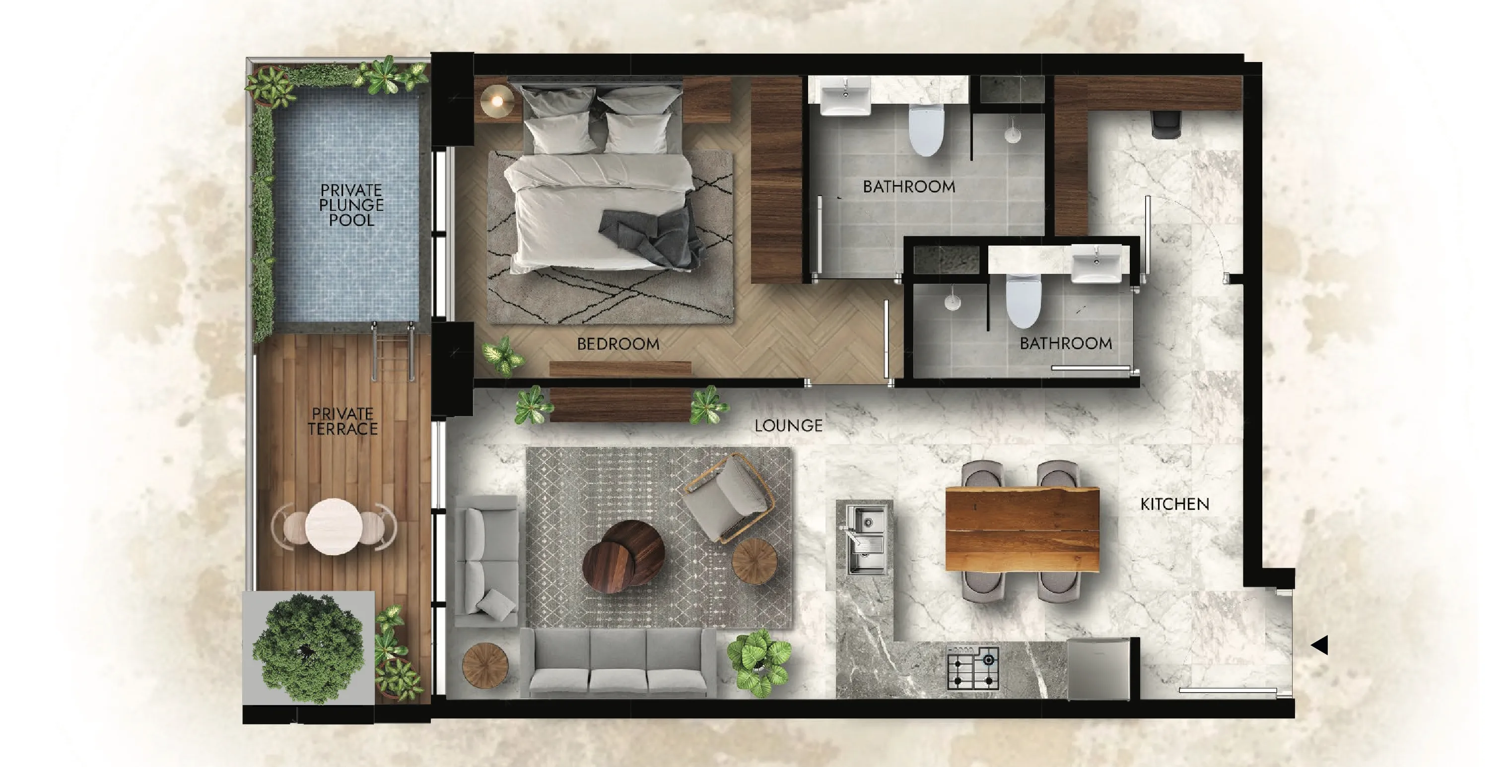 Lucky Royale Residence 1 bed floor plan, 804 – 892 sqft