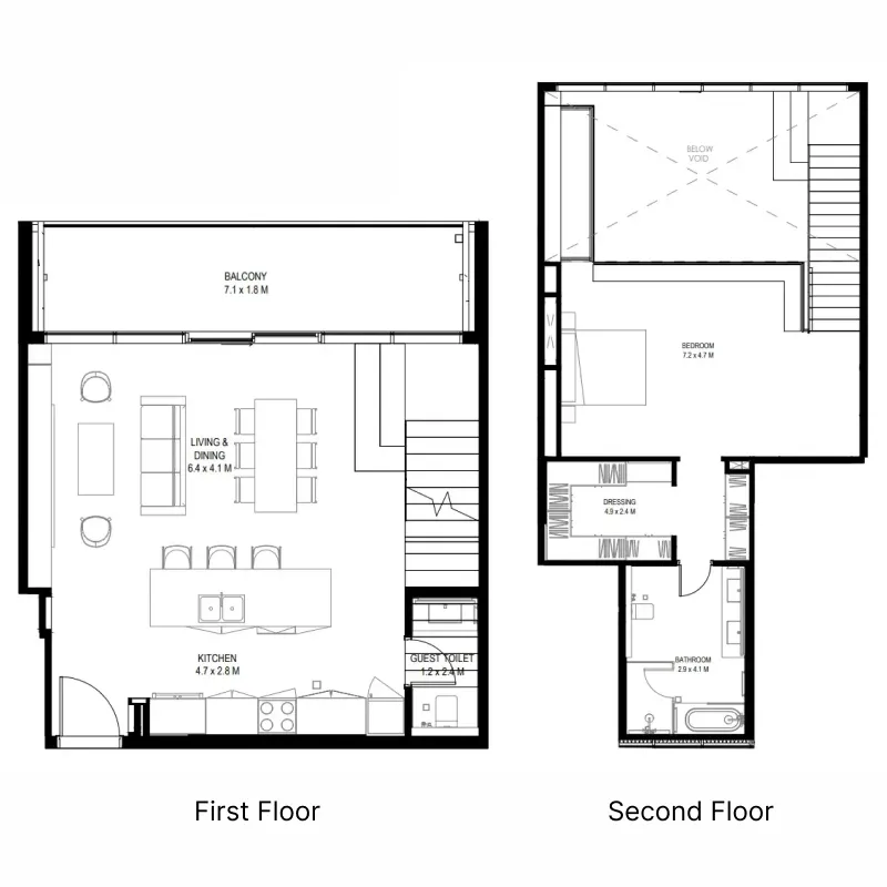 il teatro Residences 1 and 2 1 bed floor plan, 1,514 – 1,770 sqft