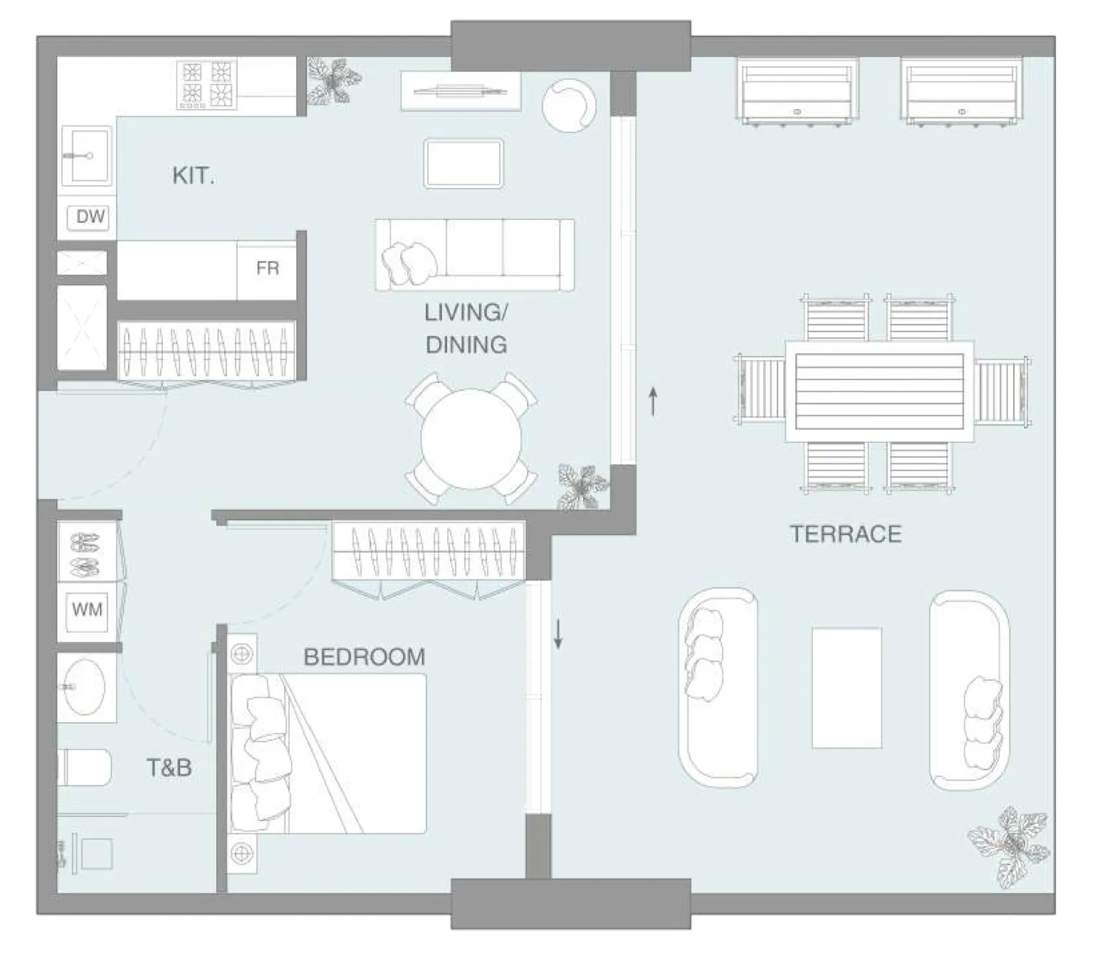 LUM1NAR 1 bed floor plan, 957 sqft