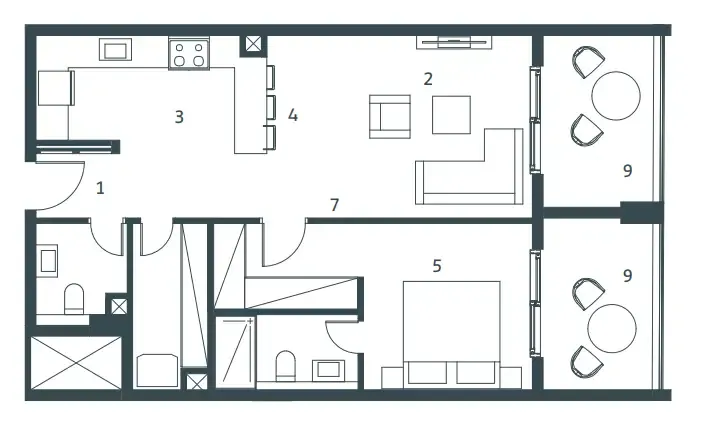 Whitestone Residences 1 bed floor plan, 831 sqft