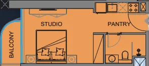 Guzel Towers Studio floor plan, 323 sqft