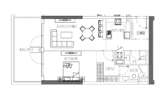 Damac Riverside Views 1 bed floor plan, 946 sqft