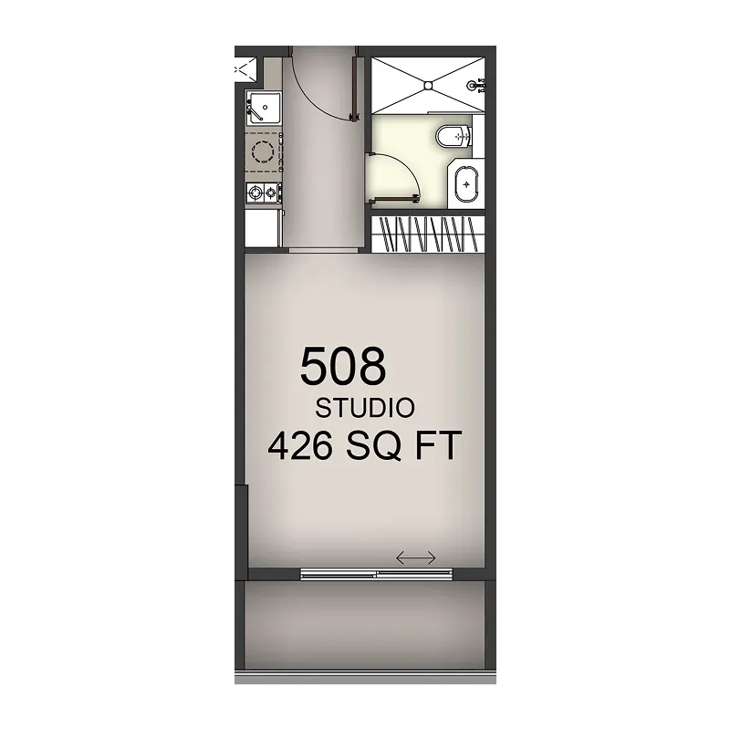 Aizel Tower Studio floor plan, 426 sqft