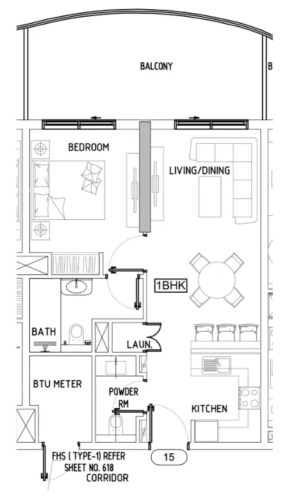 Damac Lagoons Views Phase 3 1 bed floor plan, 756 sqft