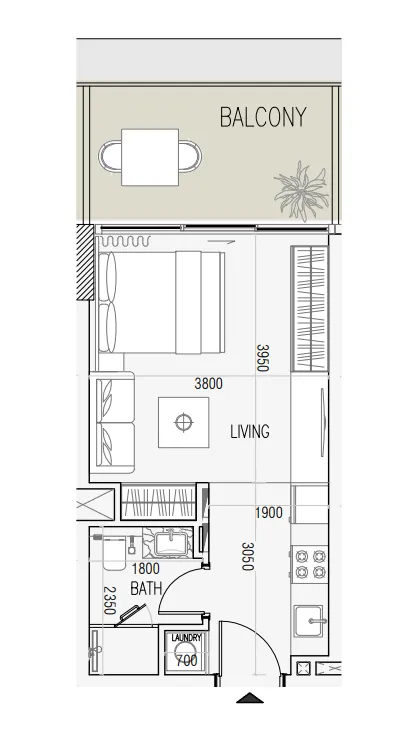 Manta Bay Studio floor plan, 397 sqft