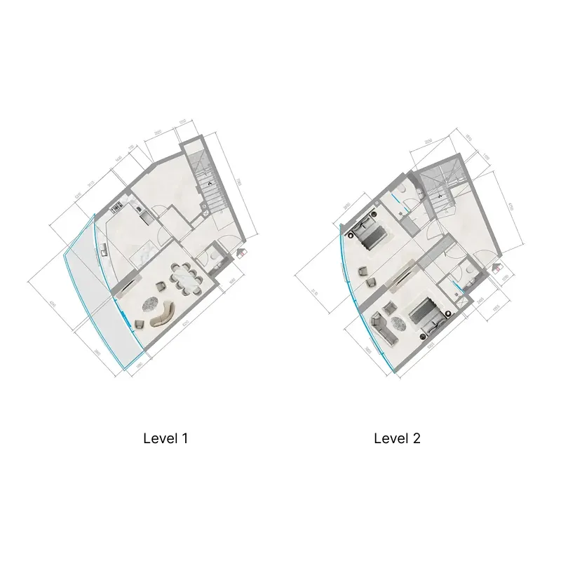 Orchid Towers Phase 1 2 bed floor plan, 1,800 sqft