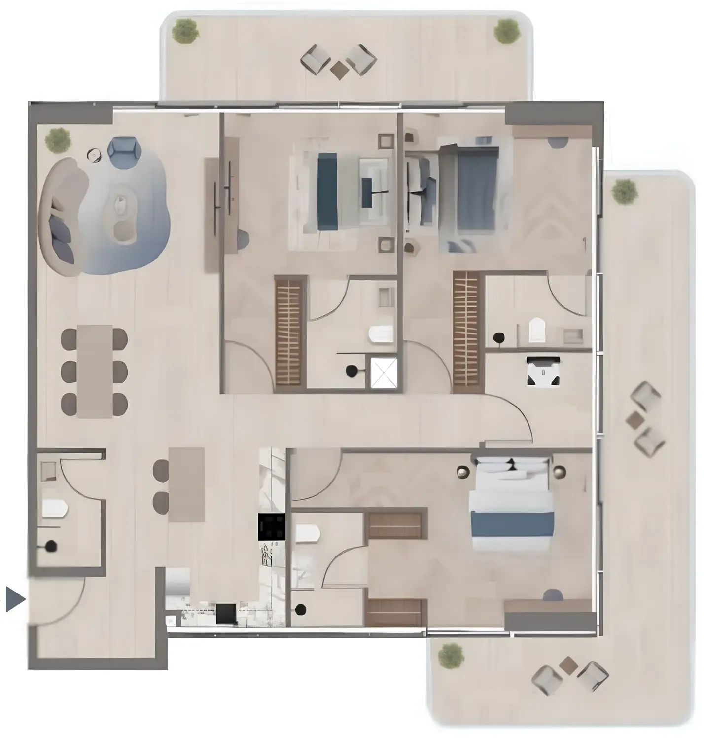 Meriden Beach Residences 3 bed floor plan, 2,070 sqft