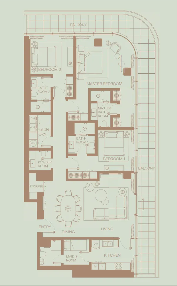 Eden House The Park 3 bed floor plan, 2,346 sqft