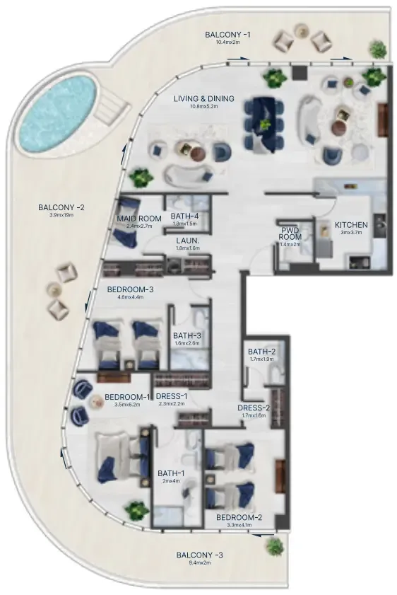 Acacia by BNW Developments 3 bed floor plan, 3,018 sqft