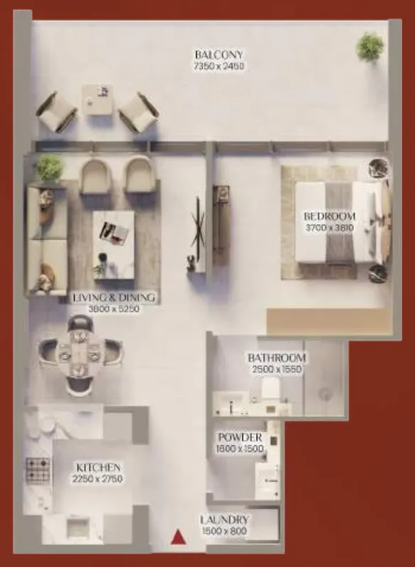 Bliss Tower 1 bed floor plan, 797 – 831 sqft