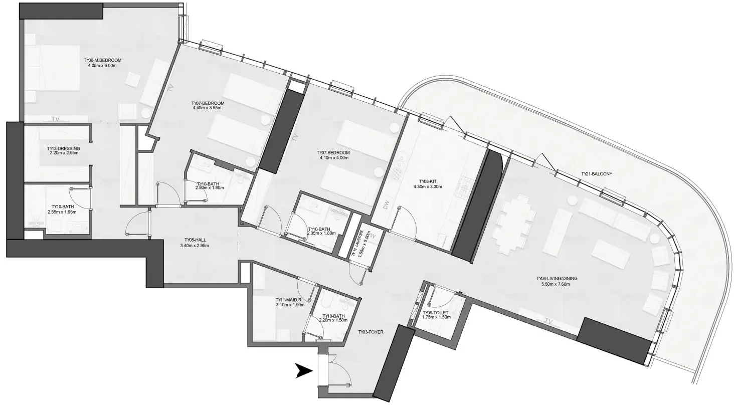 Joud Tower 3 bed floor plan, 2,770 sqft