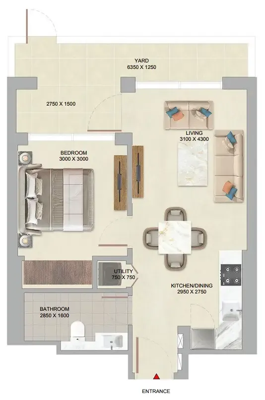 The Woods Abode at Sobha Sanctuary 1 bed floor plan, 650 sqft