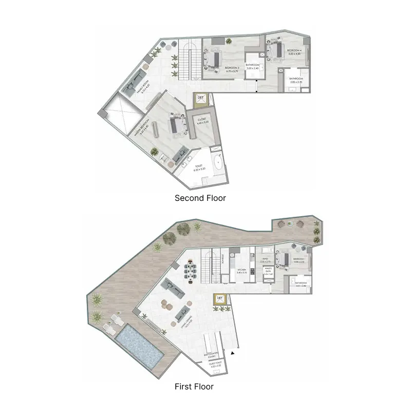 Habtoor Grand Residences 4 bed floor plan, 6,940 sqft