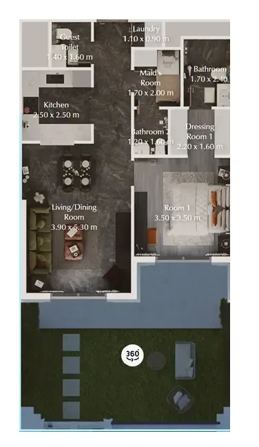 Bab Al Qasr Garden Residences 65 1 bed floor plan, 1,063 sqft