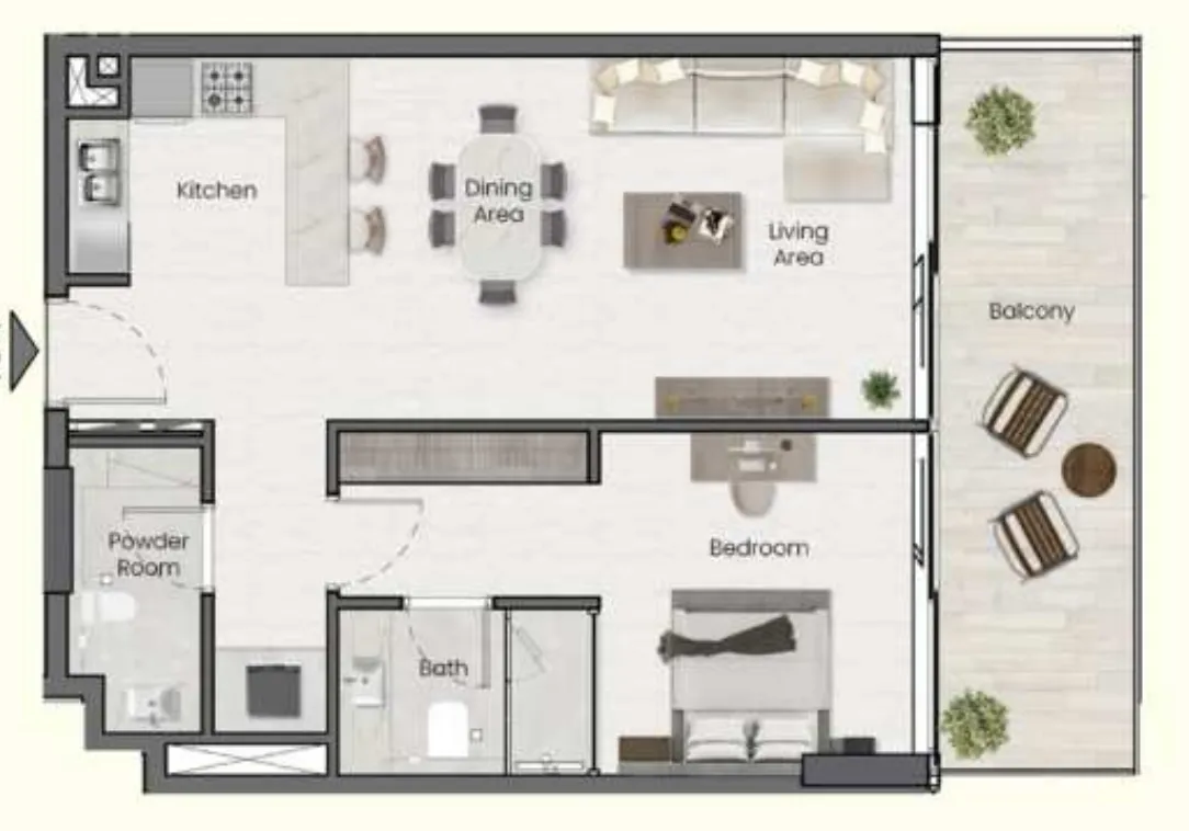Saddlewood Park 1 bed floor plan, 770 sqft