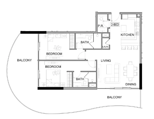 Damac Lagoons Views Phase 2 2 bed floor plan, 1,551 sqft