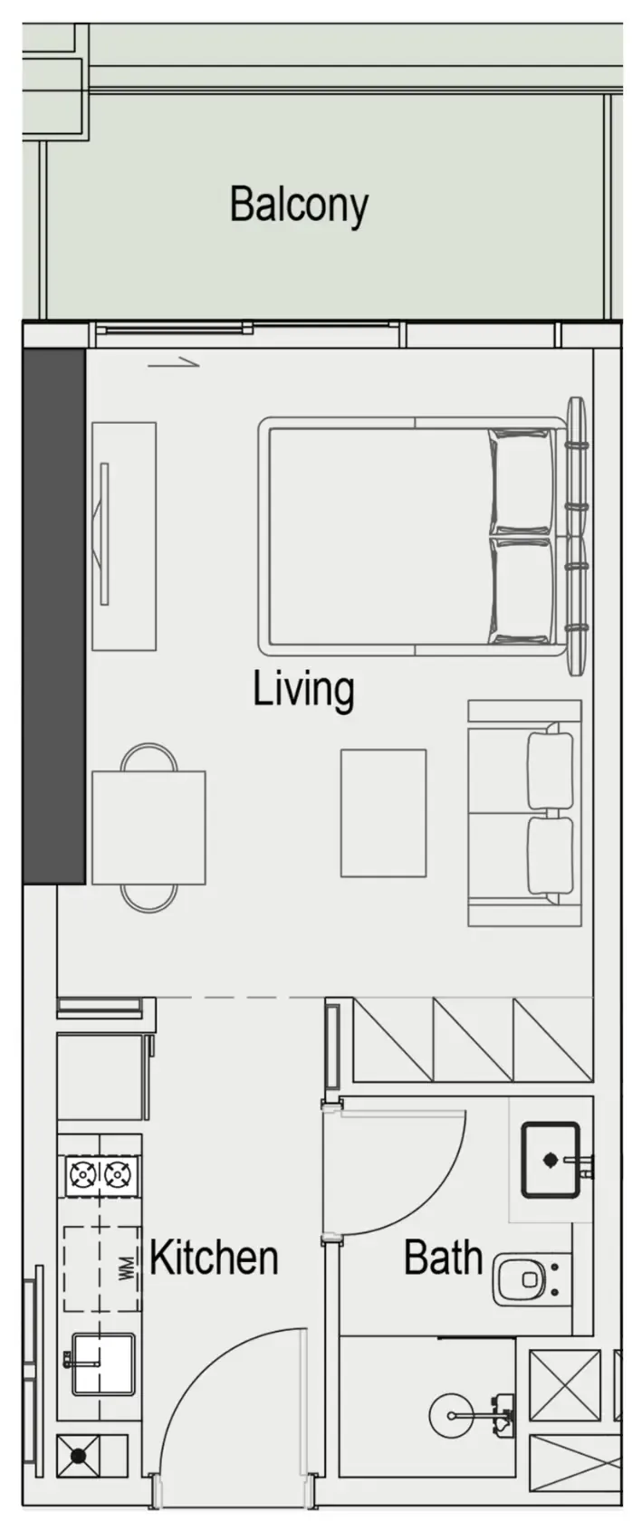 Sierra by Iman Studio floor plan, 417 sqft