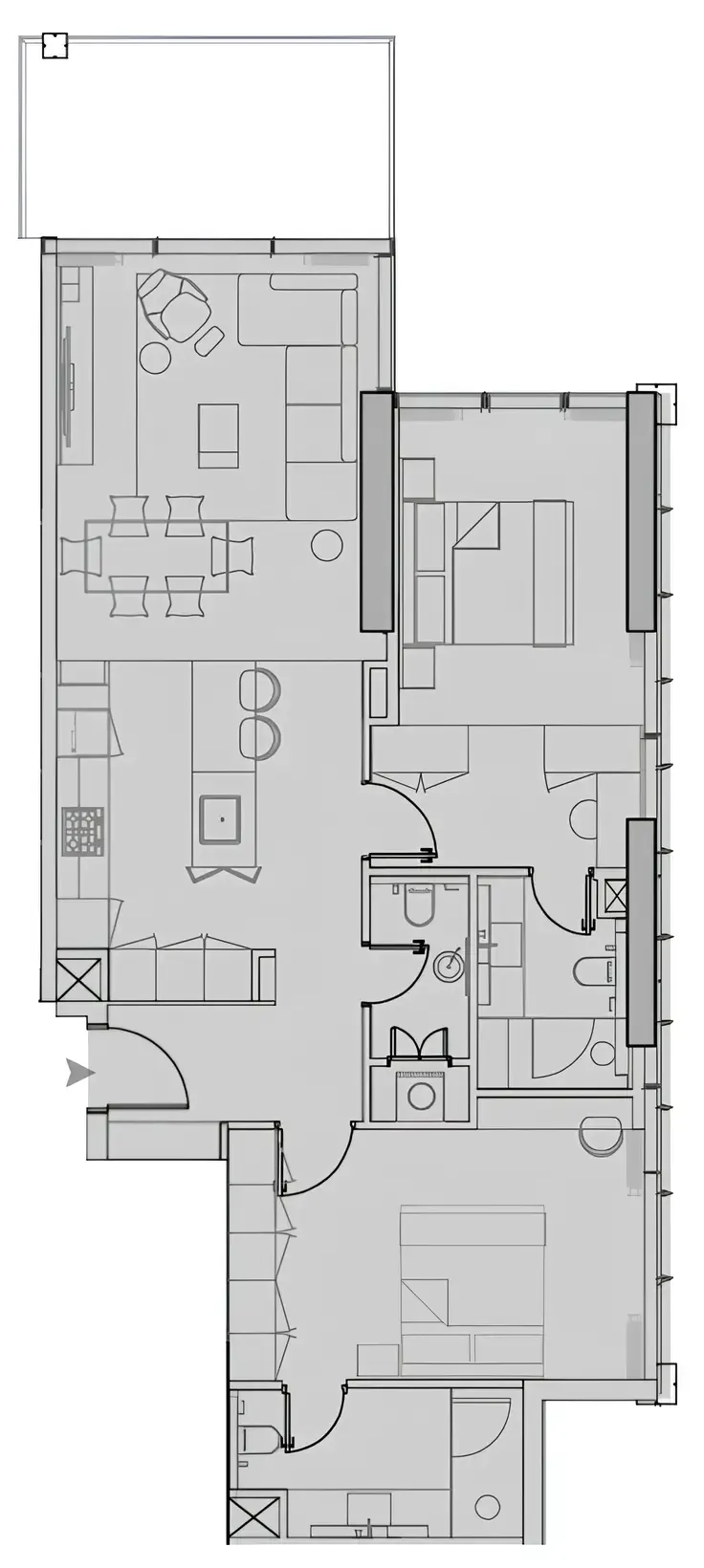 Wynwood Horizon 2 bed floor plan, 1,231 sqft
