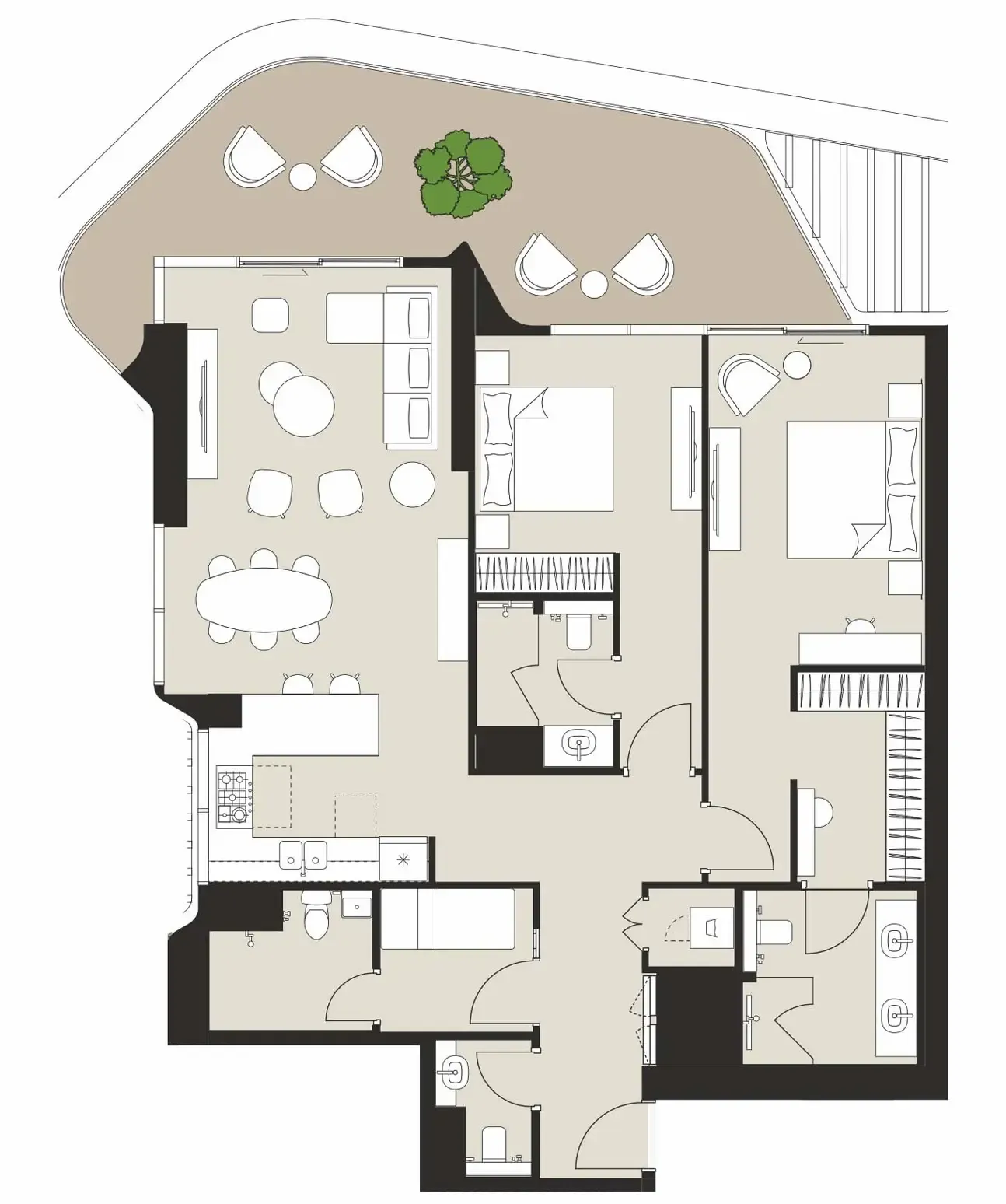 Artistry Two Residences 2 bed floor plan, 1,702 sqft