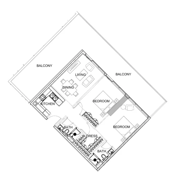Golf Greens 2 bed floor plan, 1,485 sqft