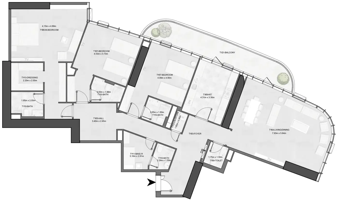 Joud Tower 3 bed floor plan, 2,653 sqft