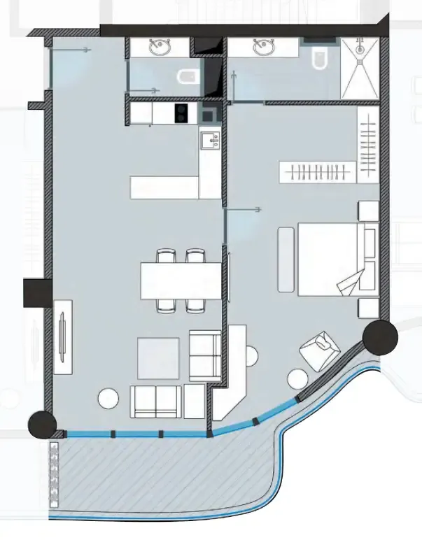 NEXT Coral 1 bed floor plan, 944 sqft