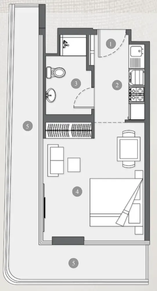 Elevia Residences  Studio floor plan, 536 sqft
