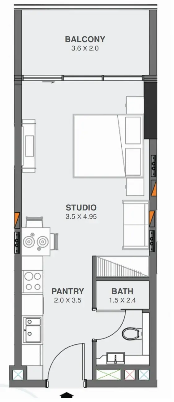 Floarea Oasis Studio floor plan, 425 sqft