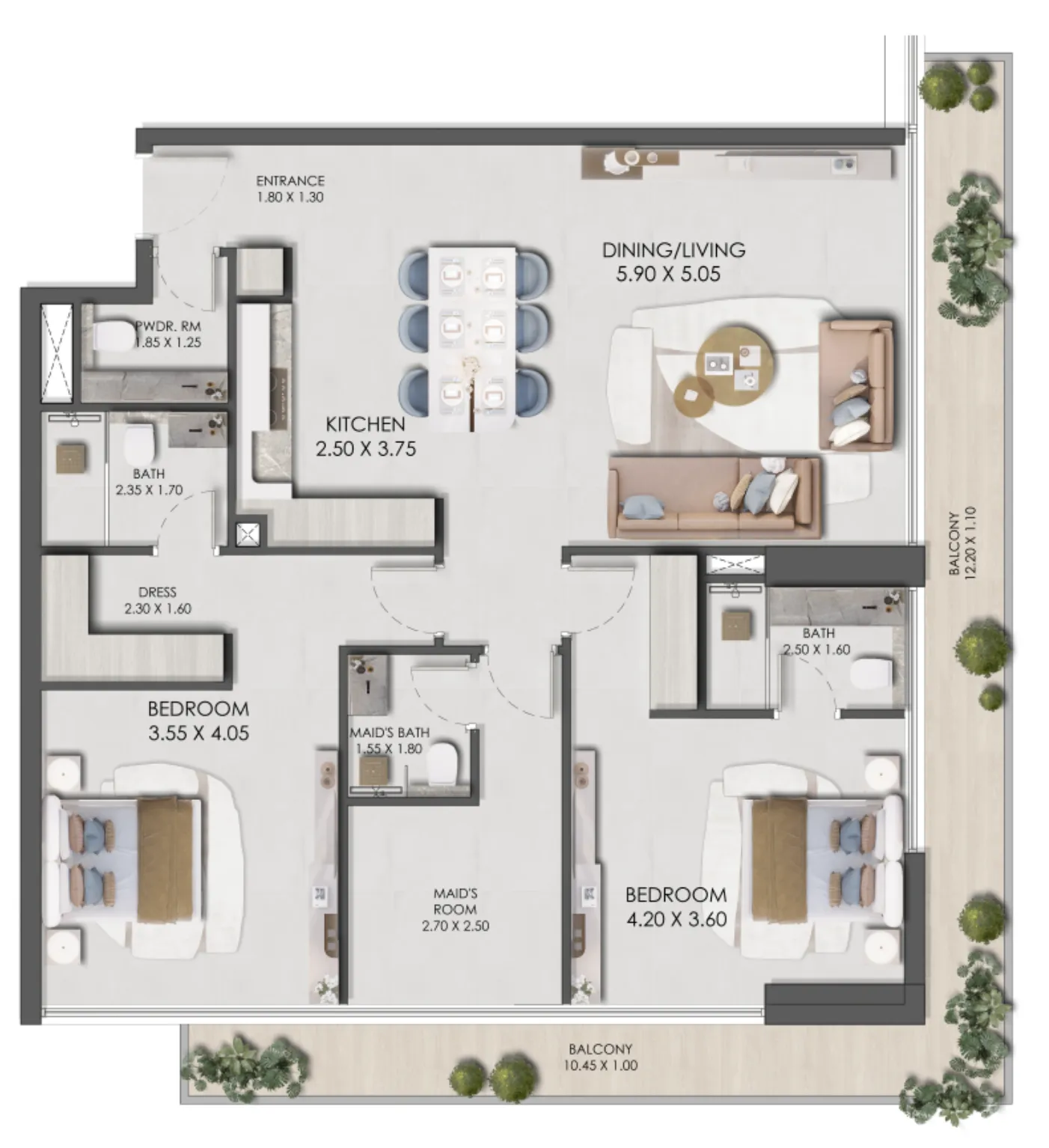 Legado by Prescott 2 bed floor plan, 1,496 sqft