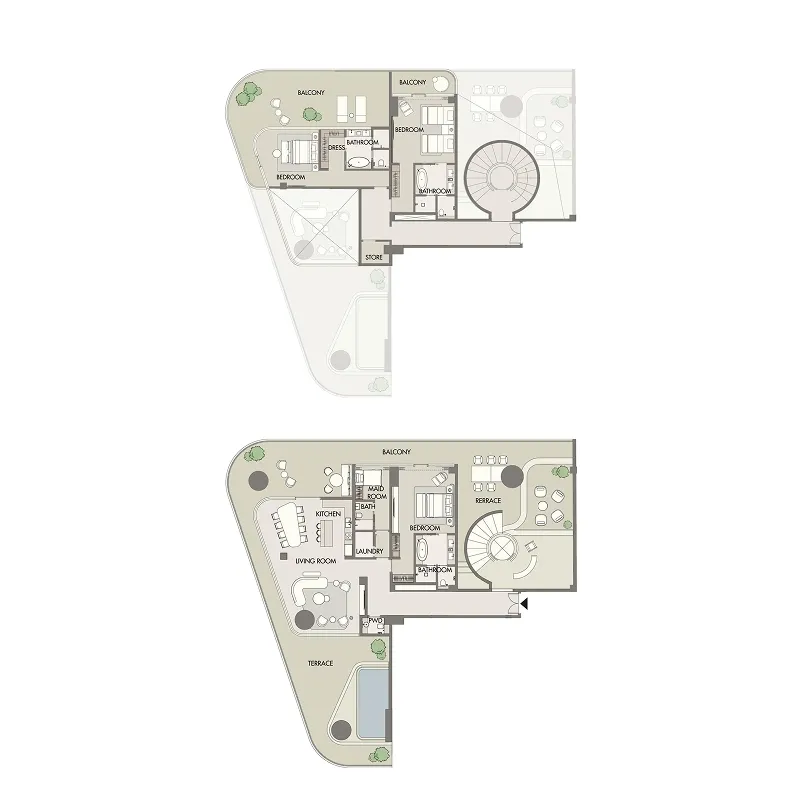 W Hotels and Residences Al Marjan 3 bed floor plan, 6,811 sqft