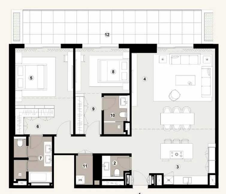 Bashayer 2 bed floor plan, 1,725 sqft