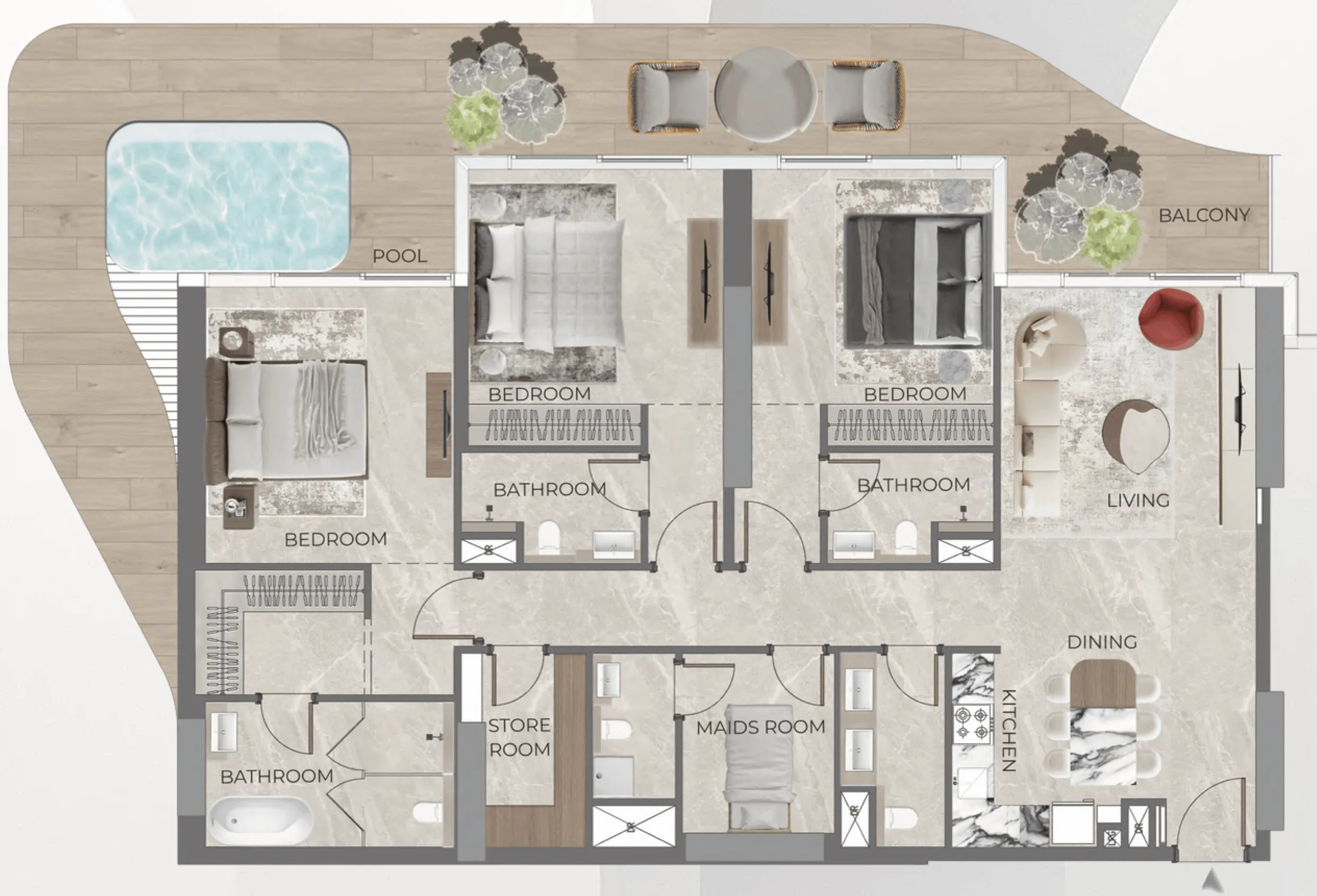 Beverly Grande 3 bed floor plan, 2,094 sqft