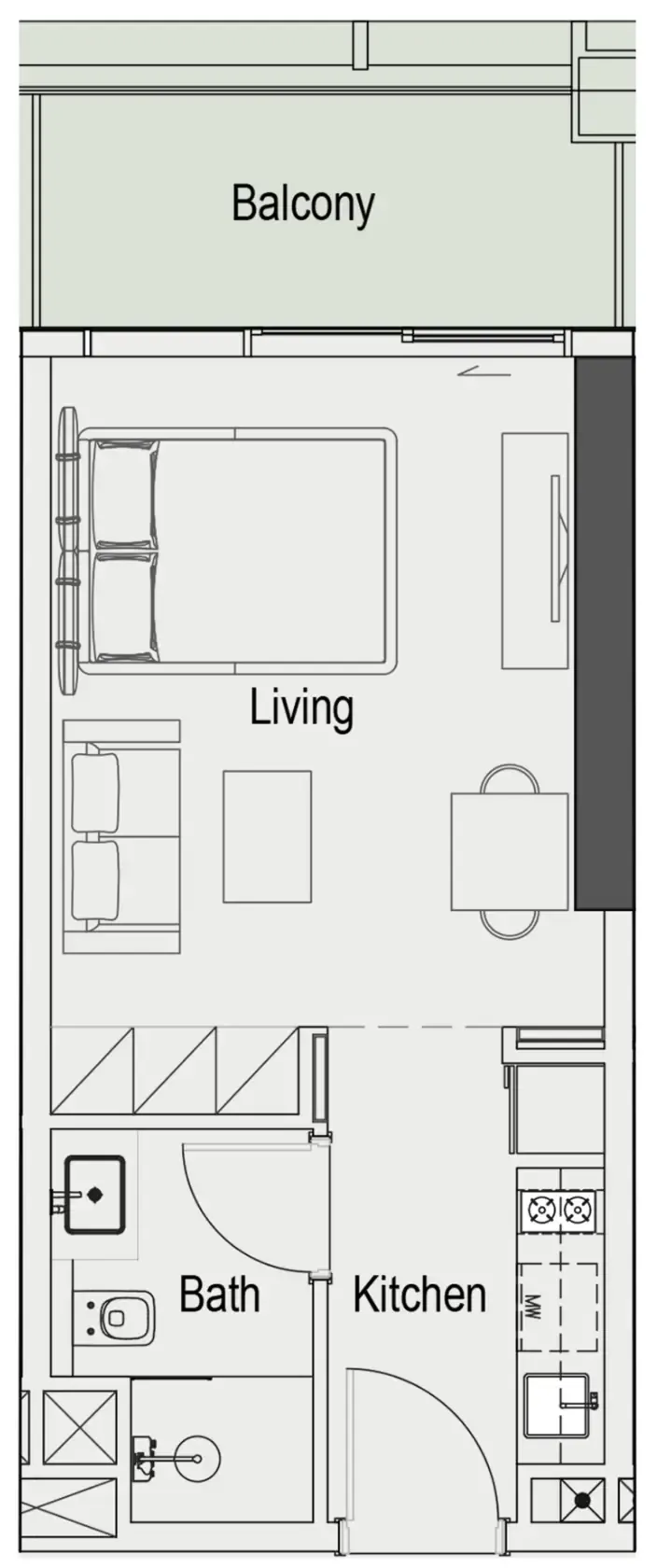 Sierra by Iman Studio floor plan, 416 sqft