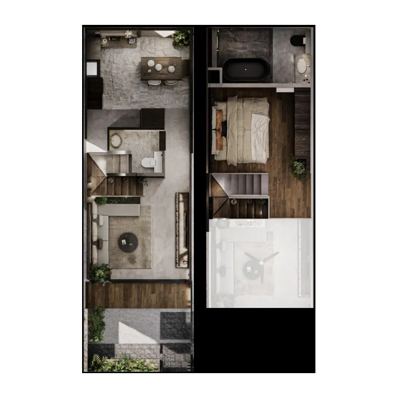 Element Residences 1 bed floor plan, 957 – 1,001 sqft
