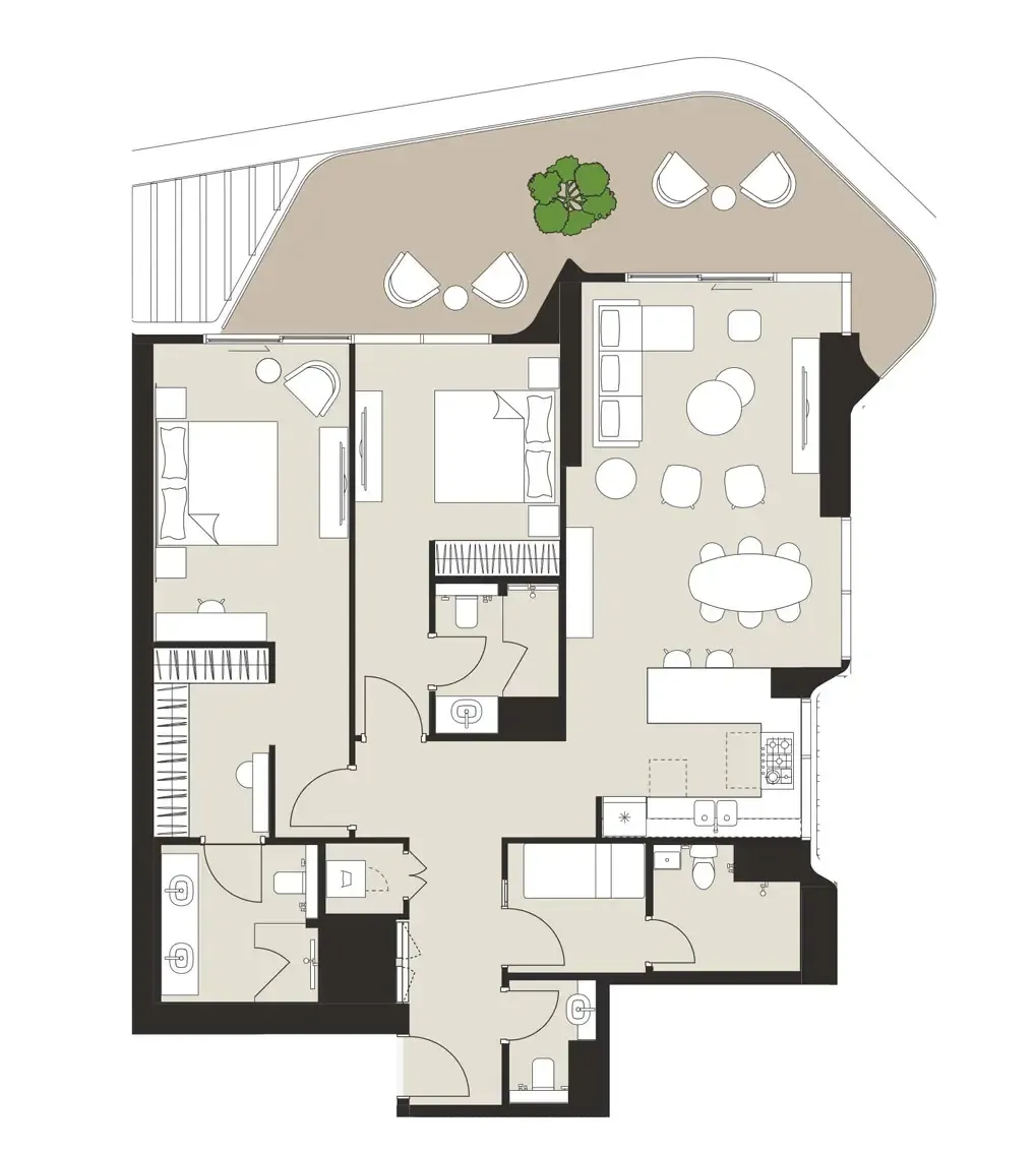 Artistry One Residences 2 bed floor plan, 1,702 sqft