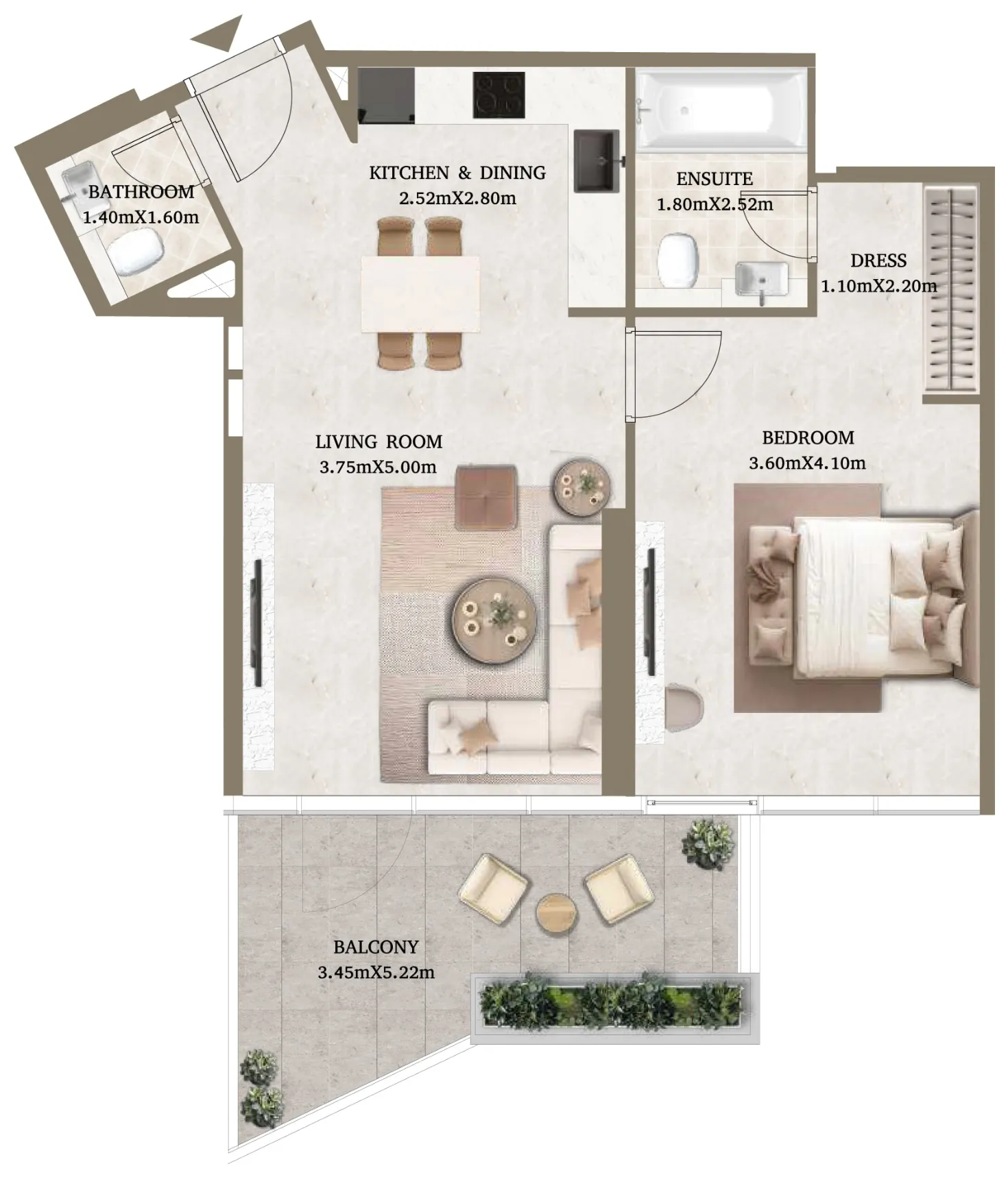 Arthouse Hills 1 bed floor plan, 810 – 831 sqft
