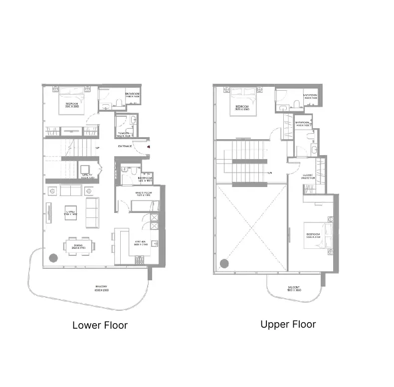 Pierside Marina Residences 3 bed floor plan, 2,157 sqft