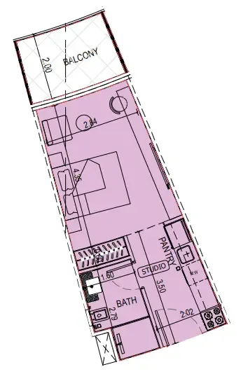 Binghatti Sky Terraces Studio floor plan, 365 sqft