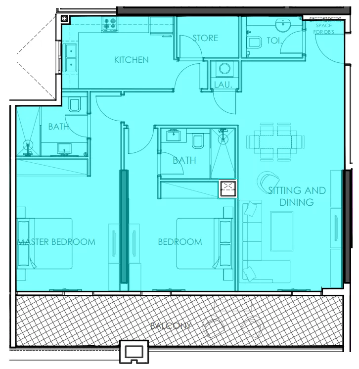 Amer Al Ghurair Residences 2 bed floor plan, 1,473 sqft