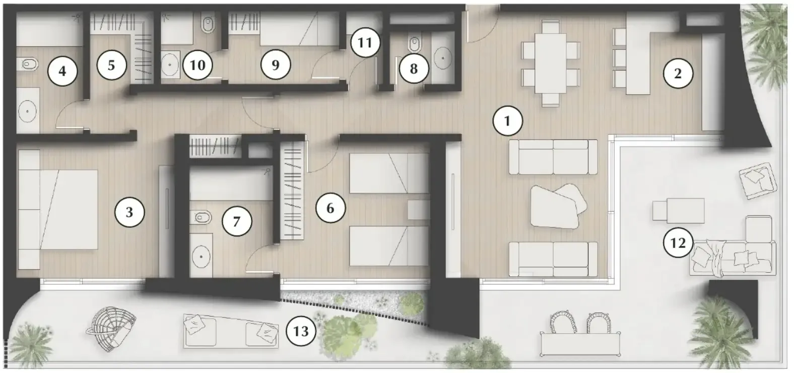 Lunaya Terraces 2 bed floor plan, 1,900 sqft