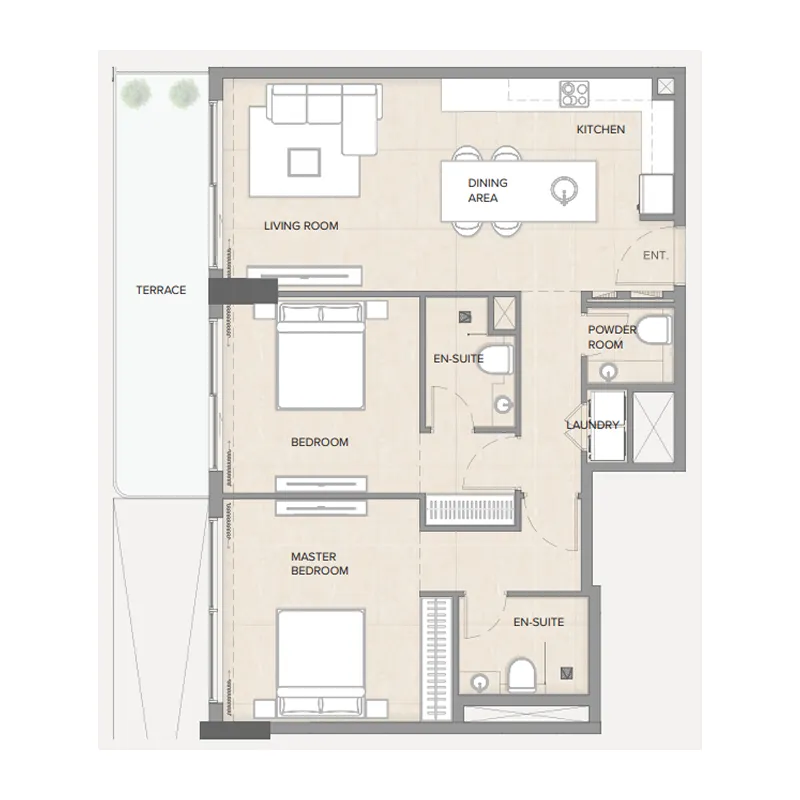 Arka Enclave Residences by Atmosphere Living 2 bed floor plan, 1,134 sqft