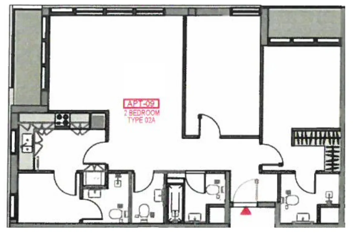 Al Mamsha Sharjah 2 bed floor plan, 1,475 sqft