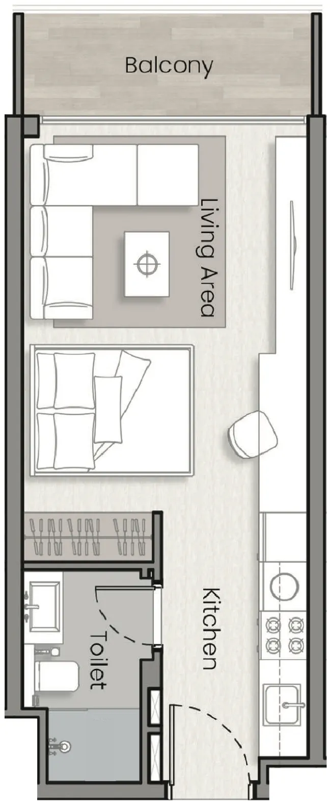 Havelock Heights Studio floor plan, 371 – 373 sqft