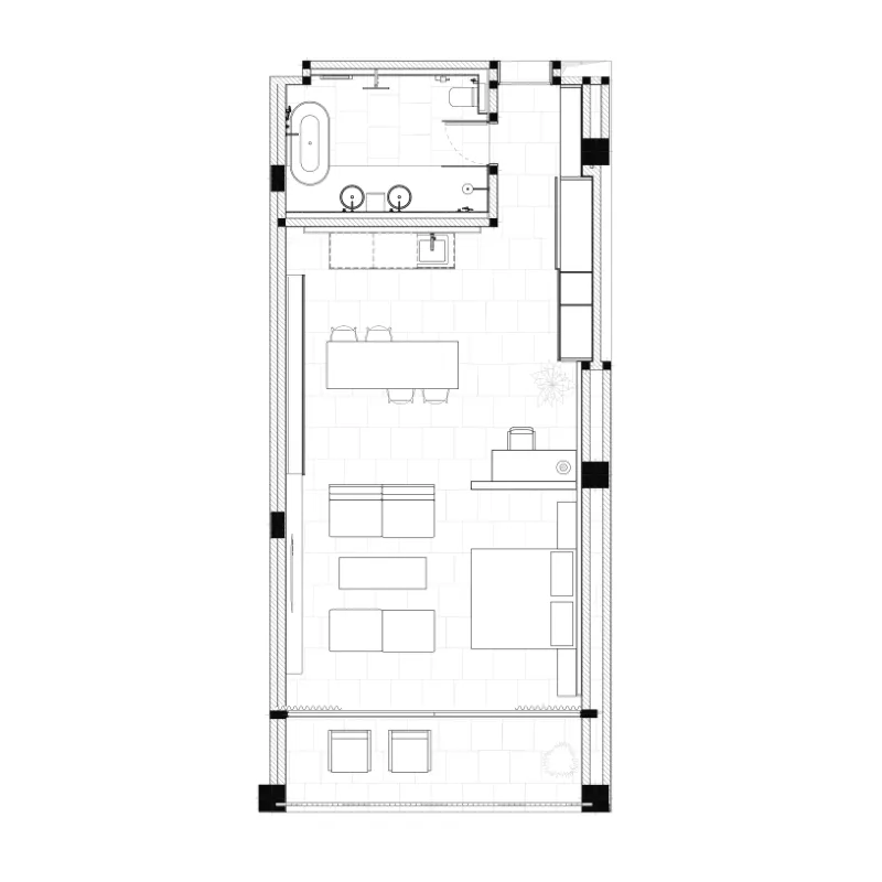 Lyvin Melasti 1 bed floor plan, 848 sqft