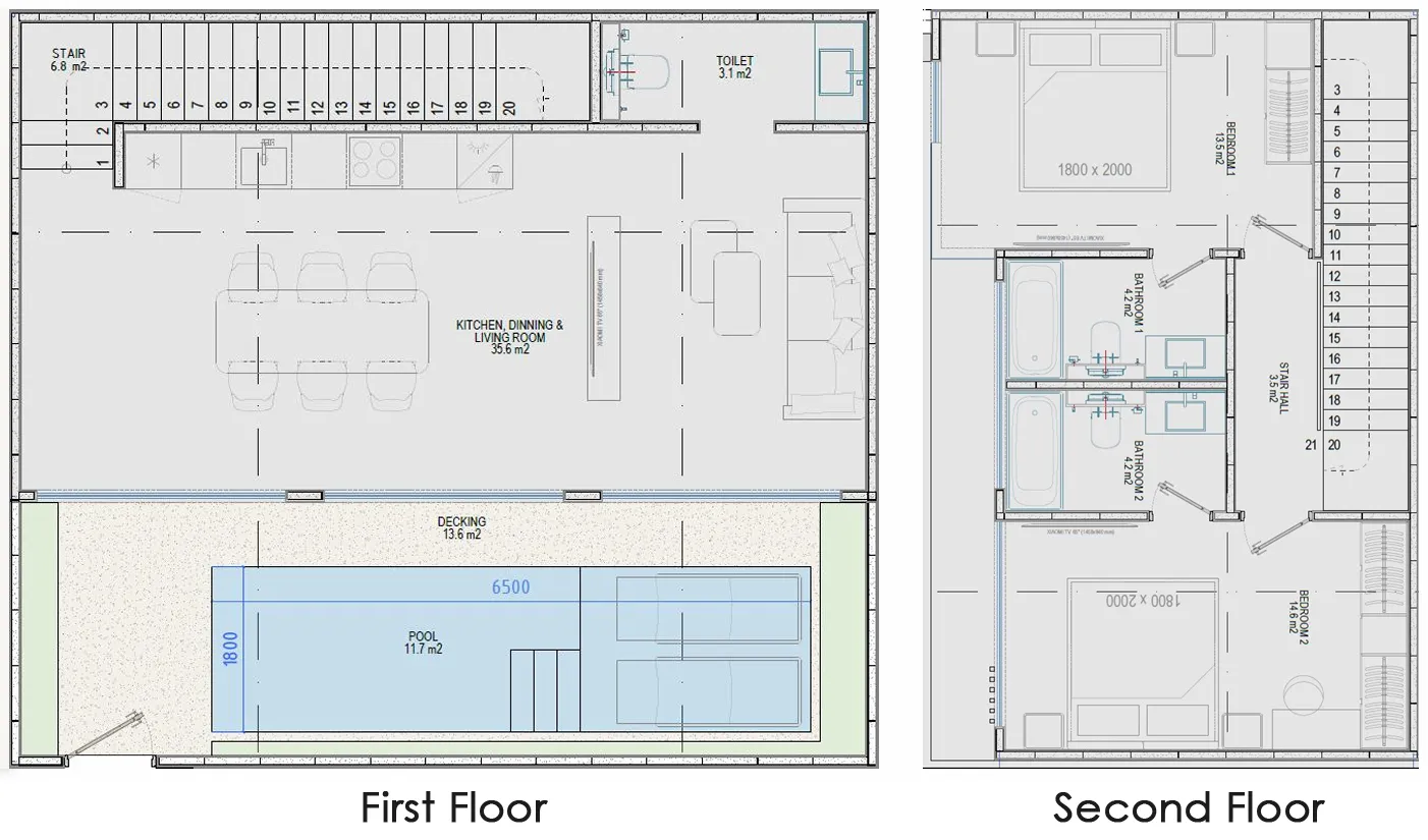 Solvyn City 2 bed floor plan, 1,099 sqft