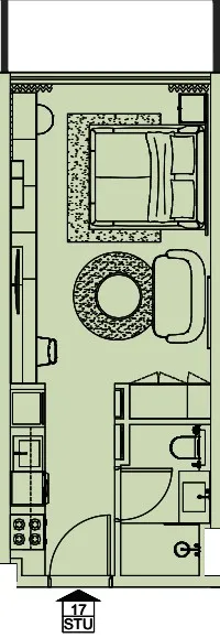 Cove Edition 5 Studio floor plan, 391 sqft