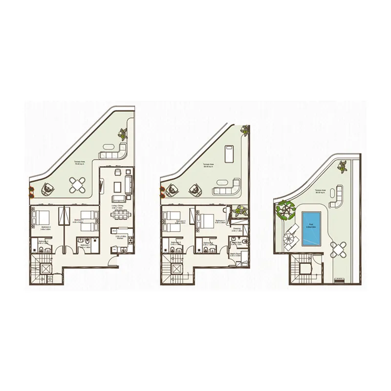 Bab Al Qasr Sea View Residence 51 4 bed floor plan, 2,943 – 3,038 sqft