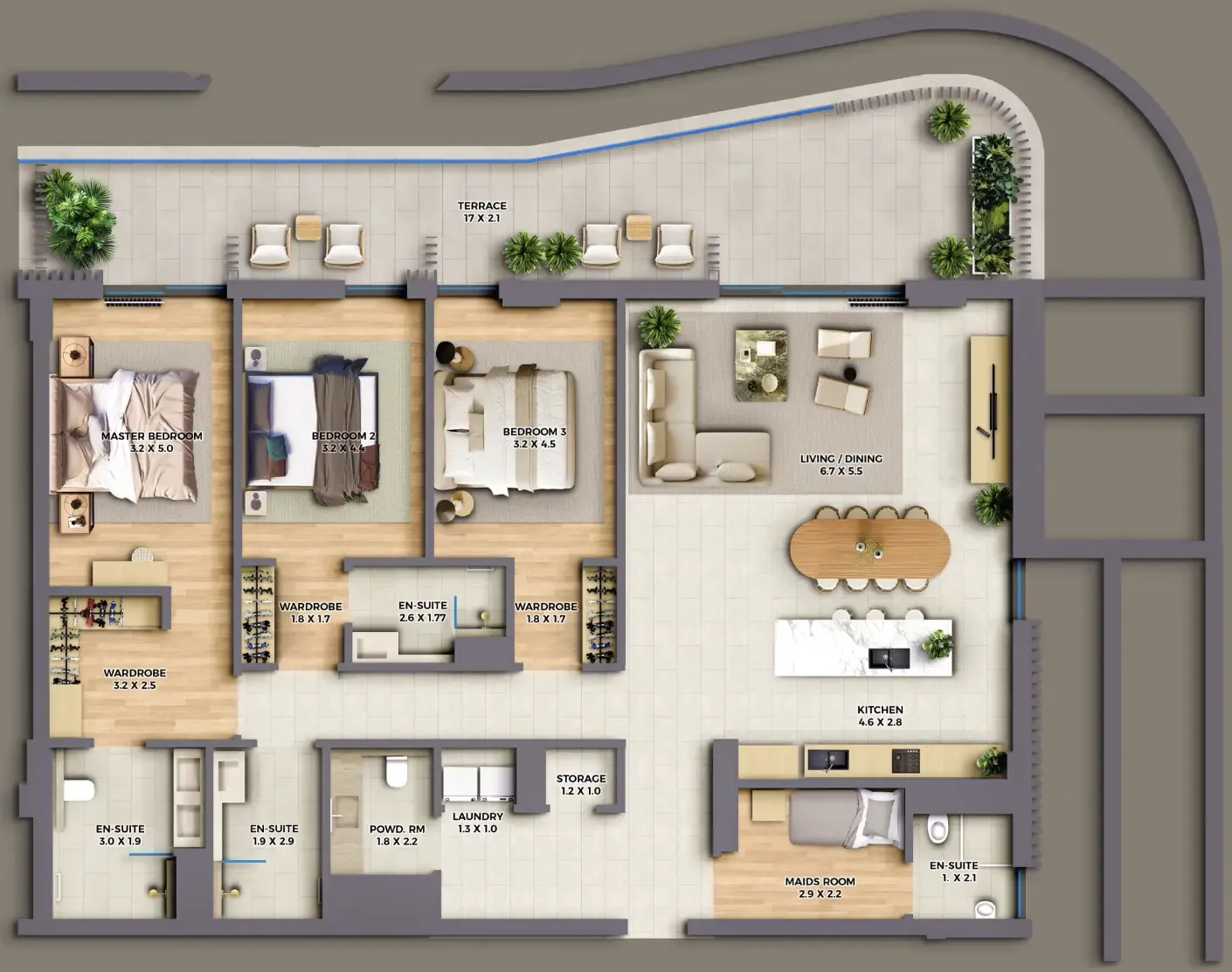 The Cape 3 bed floor plan, 2,585 sqft